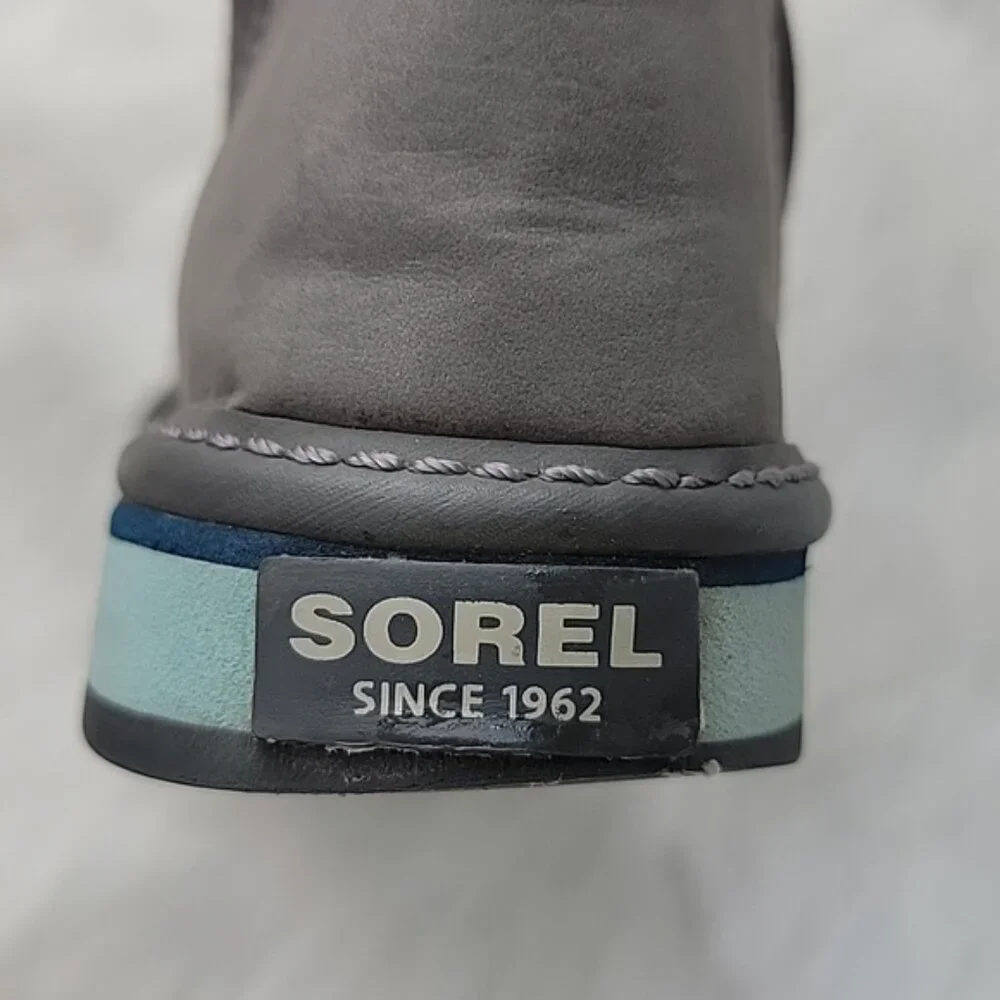 SOREL Blue White Knit Gray Suede Girl's Pull On Mid Calf‎ Winter Boho Boots 2